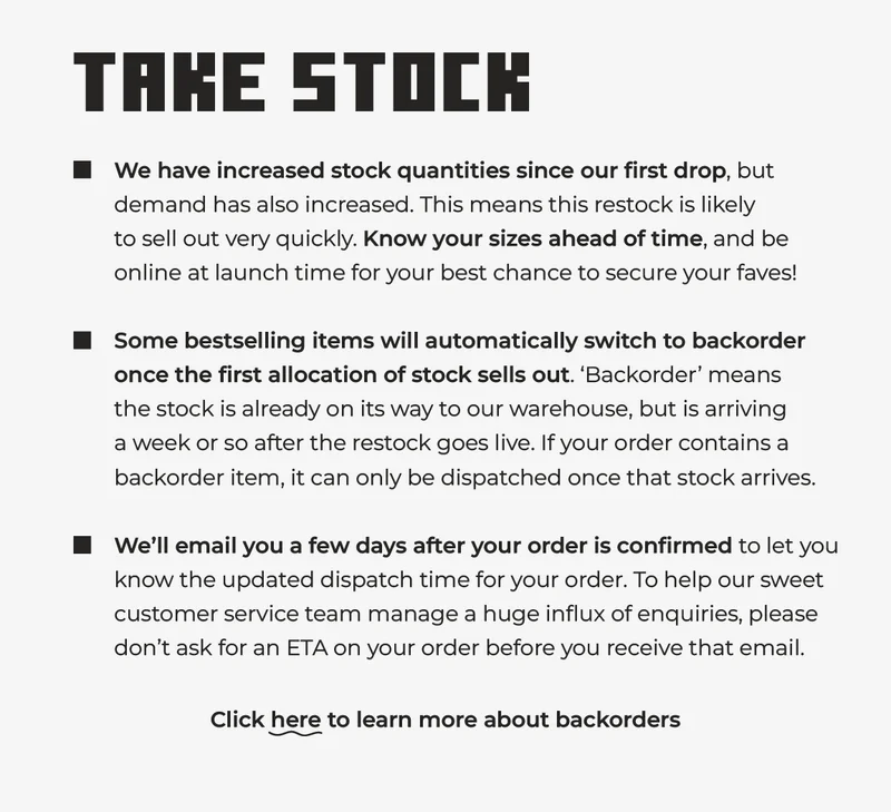 RESTOCKS COMING