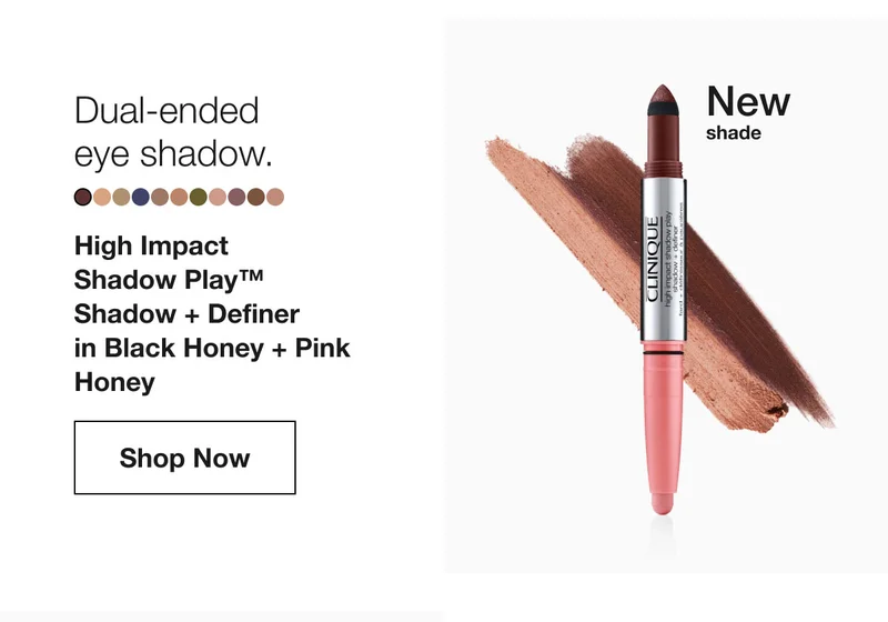 New Shade | Dual-ended eye shadow. | High Impact Shadow Play™ Shadow + Definer in Black Honey + Pink Honey | Shop Now