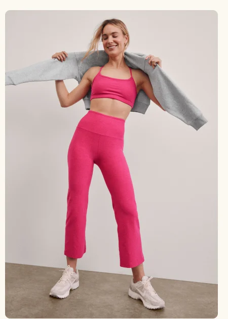 Spacedye Retro Cropped Pant in Vivid Pink Heather