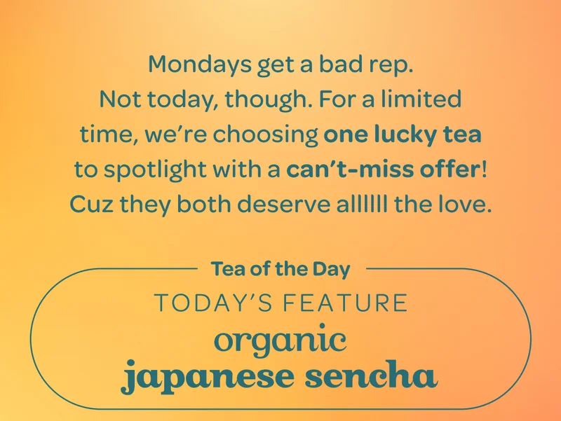 Tea of the Day, today’s feature, organic japanese sencha