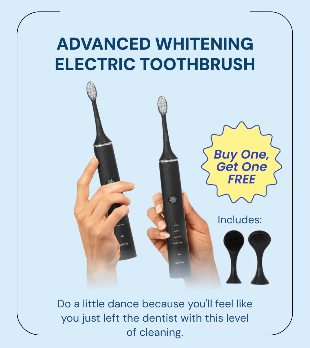 ADVANCED WHITENING ELECTRIC TOOTHBRUSH. Do a little dance because you'll feel like you just left the dentist with this level of cleaning. [SHOP NOW]