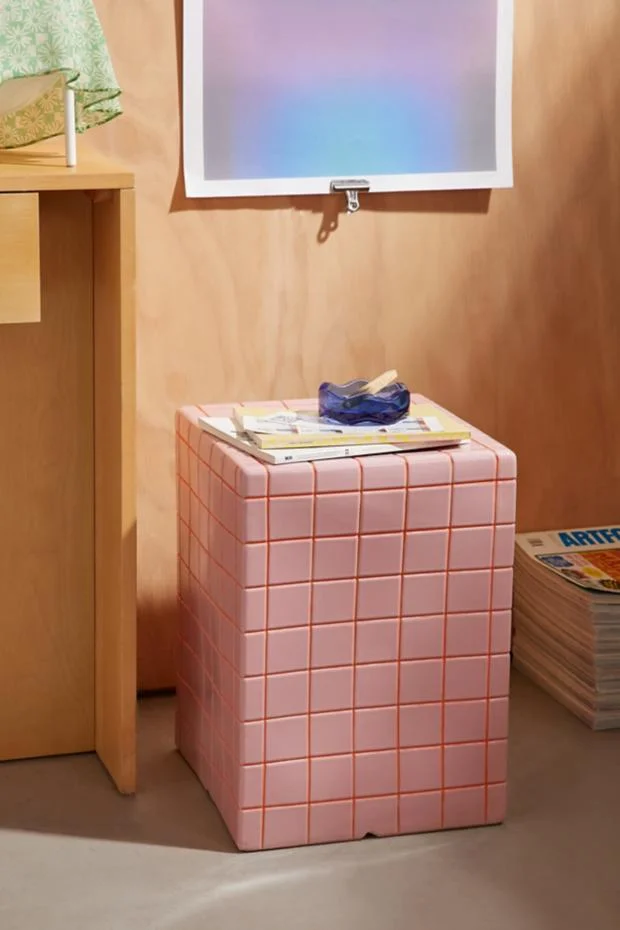 Short Tiled Indoor/Outdoor Side Table/Nightstand