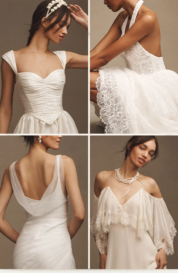 Different styles of wedding gowns