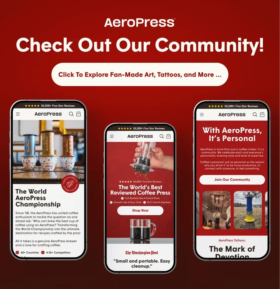 Check Out Our Community! three mobile with aeropress.com previews