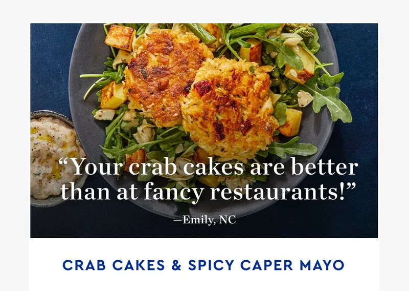 Crab cakes & spicy caper mayo