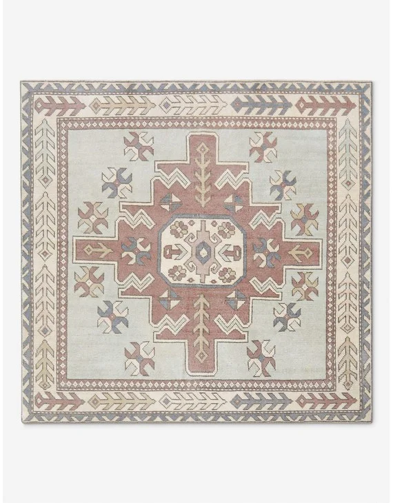 Vintage Turkish Hand-Knotted Wool Rug No. 523, 5' X 5'