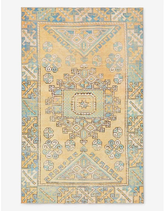 Vintage Turkish Hand-Knotted Wool Rug No. 522, 3' 8" X 5' 10"
