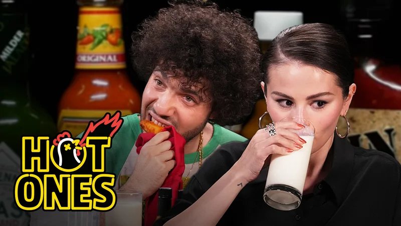 Selena Gomez and Benny Blanco on Hot Ones.
