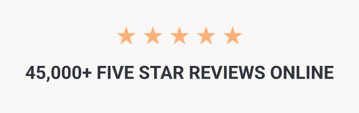 5 stars 45,000+ FIVE STAR REVIEWS ONLINE