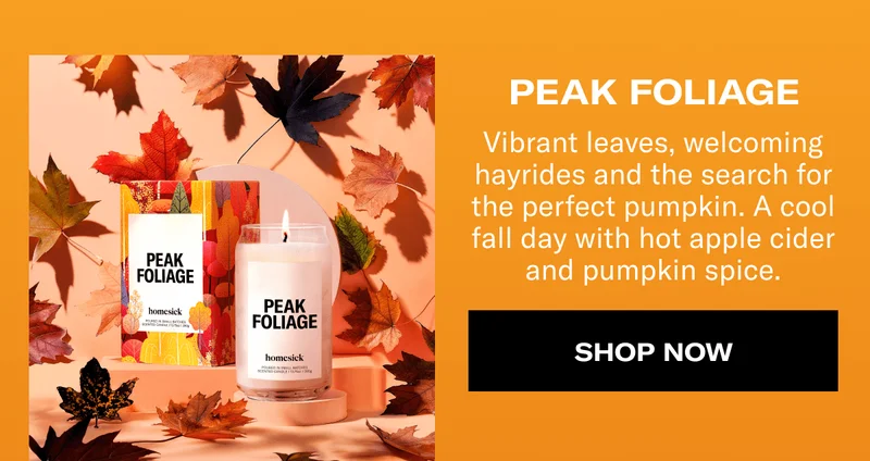PEAK FOLIAGE | Vibrant leaves, welcoming hayrides and the search for the perfect pumpkin. A cool fall day with hot apple cider and pumpkin spice. | SHOP NOW