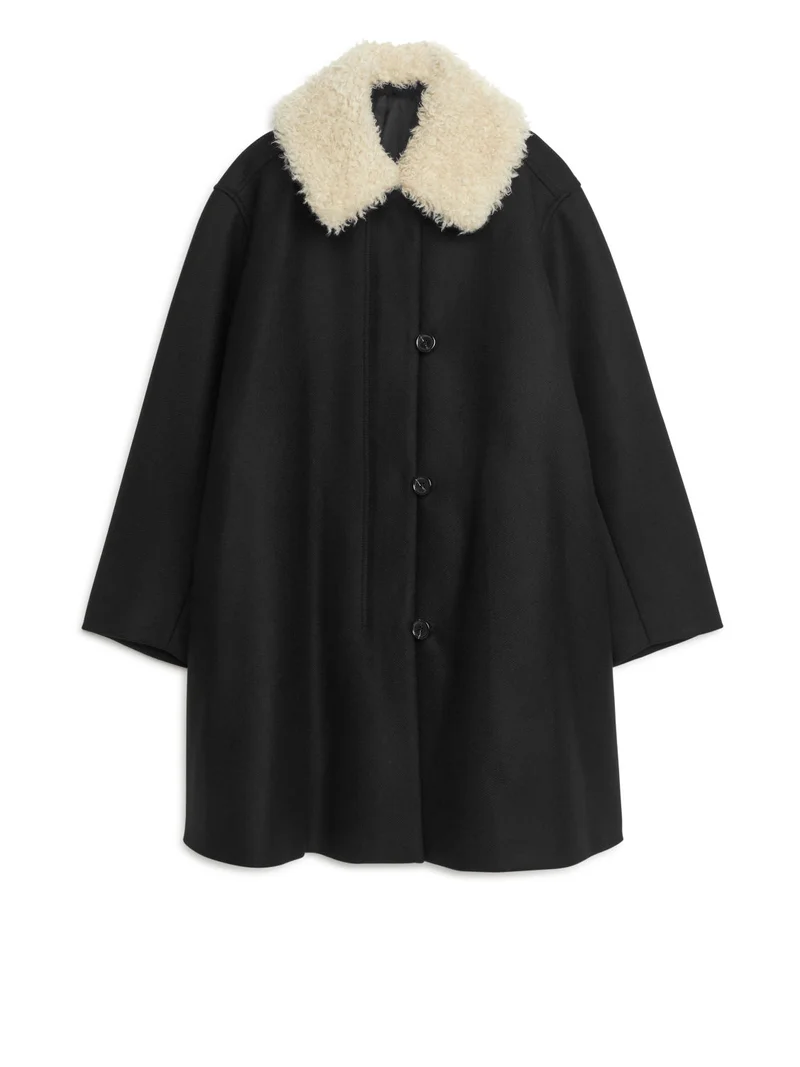Faux Fur-Collar Coat