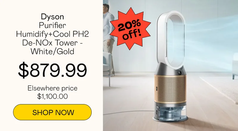 Purifier Humidify+Cool PH2 De-NOx Tower - White/Gold | SHOP NOW