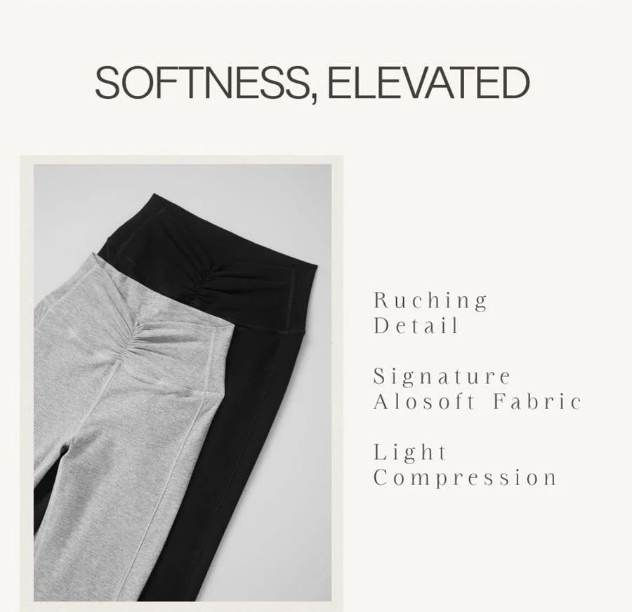 SOFTNESS, ELEVATED. Ruching Detail. Signature Alosoft Fabric. Light Compression