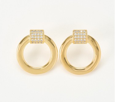 Diamonique Italia Bronze Circle Statement Earrings