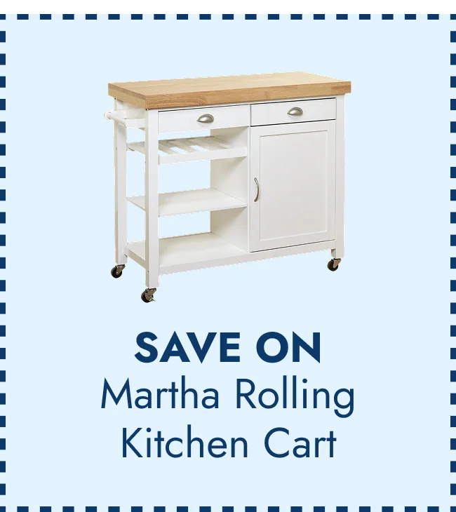 Simple Living Martha Rolling Rubberwood Kitchen Cart