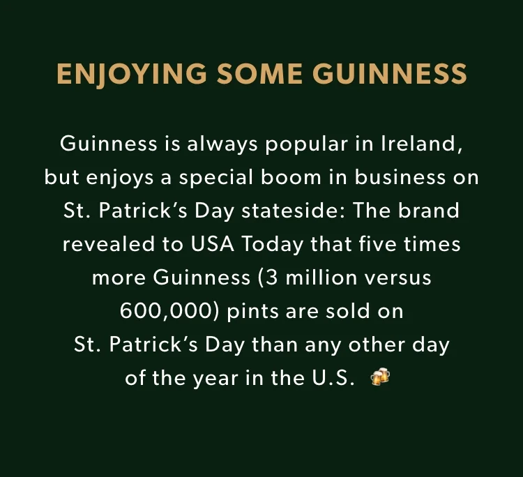 TOAST LIKE THE IRISH. To really get in the Irish spirit, say "sláinte" (pronounced "slaan-sha") before you clink your glass of Guinness with your mates. It means "health" and it's a shorter way of saying you're drinking to someone's health. So sláinte! 🍻 TOAST LIKE THE IRISH. To really get in the Irish spirit, say "sláinte" (pronounced "slaan-sha") before you clink your glass of Guinness with your mates. It means "health" and it's a shorter way of saying you're drinking to someone's health. So sláinte! 🍻