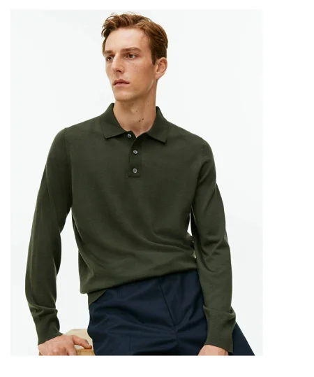 Merino Polo Jumper Dark Green