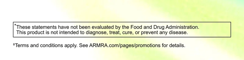 FDA disclaimer and promotion terms text on a light gradient background.