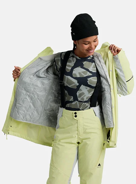Women's Burton Reserve 2L 3-in-1 Jacket in Glow Yellow Green / Gray Cloud