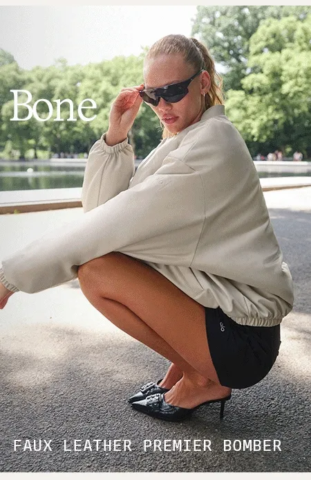 Bone - Faux Leather Premier Bomber