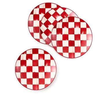 MacKenzie- Childs Cherry Check Appetizer Plates S/4