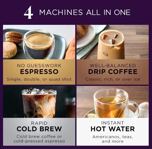 4 Machines All in One--Espresso, Drip Coffee, Cold Brew, Hot Water