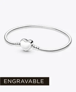 Pandora Moments Engravable Heart Clasp Snake Chain Bracelet
