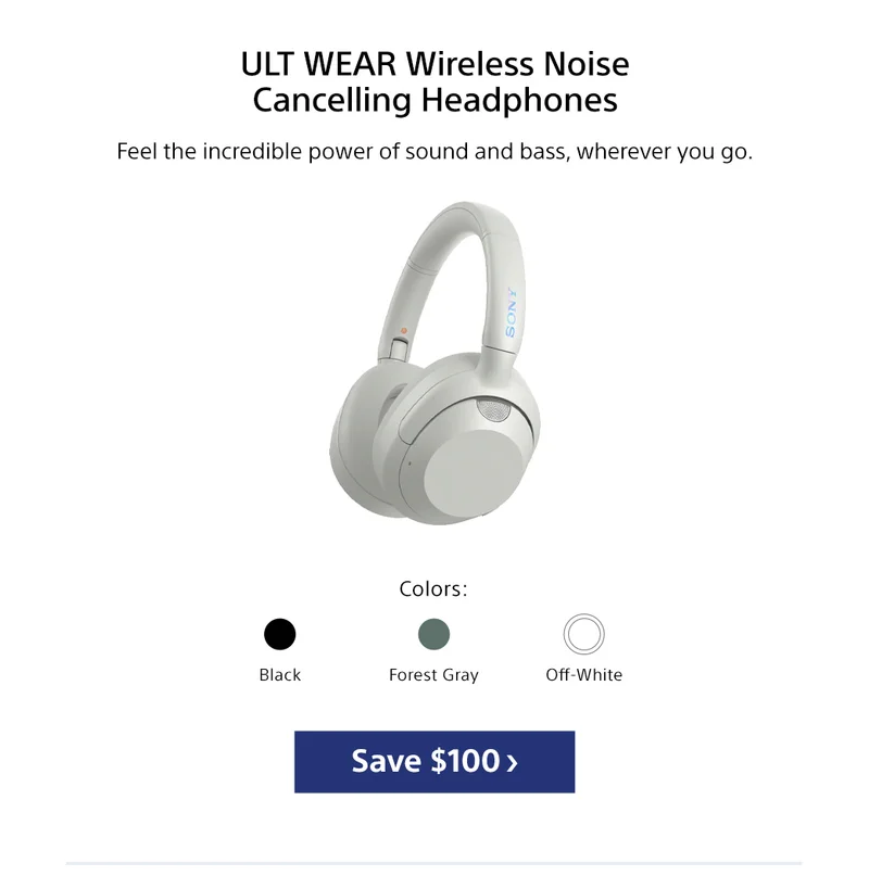 ULT WEAR Wireless Noise Cancelling Headphones Feel the incredible power of sound and bass, wherever you go. Save