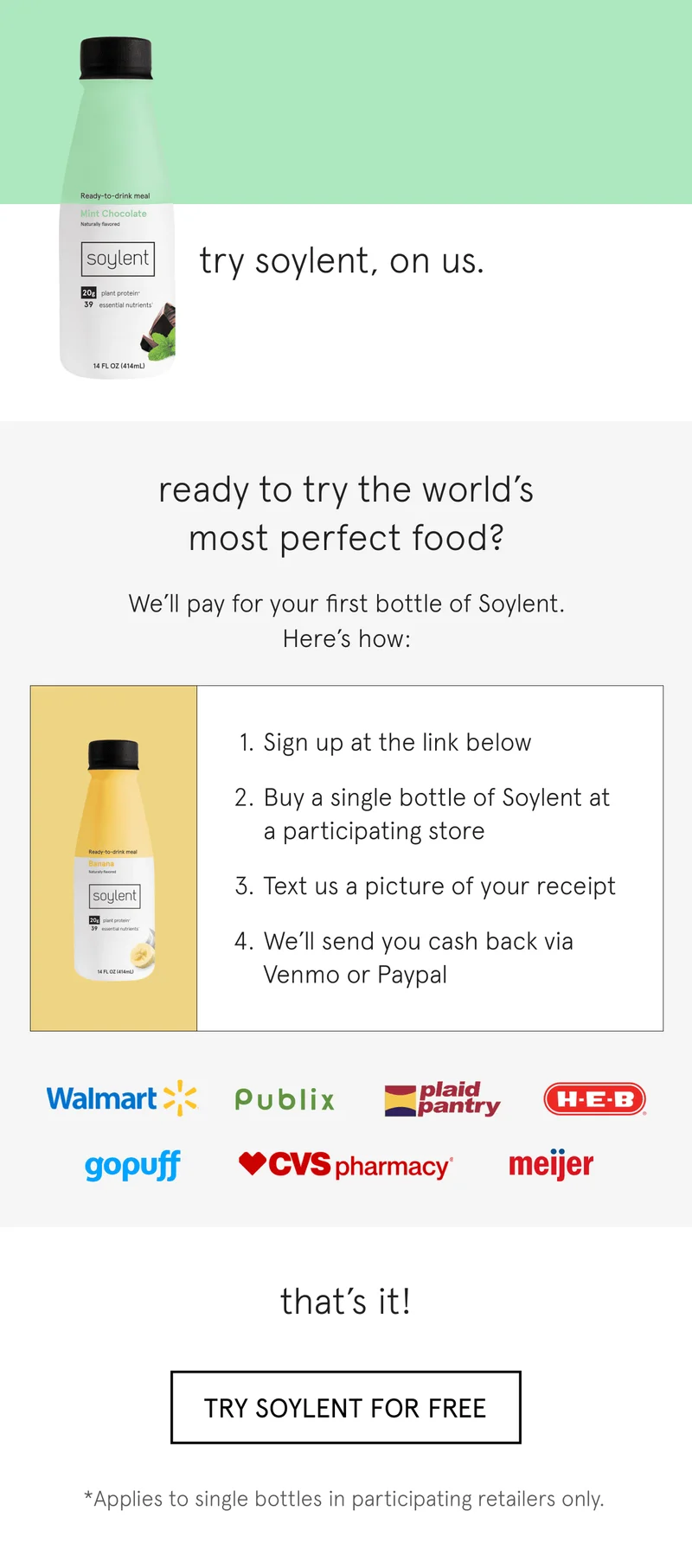 try soylent, on us.