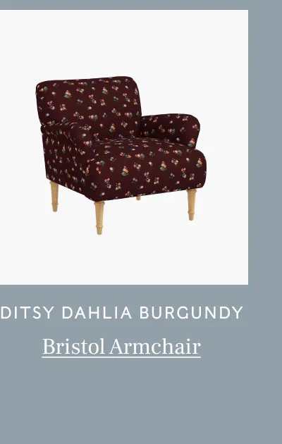 Ditsy Dahlia Burgundy - Bristol Armchair