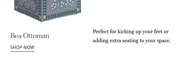 Perfect for kicking up your feet or adding extra seating to your space. - Bea Ottoman - Shop Now