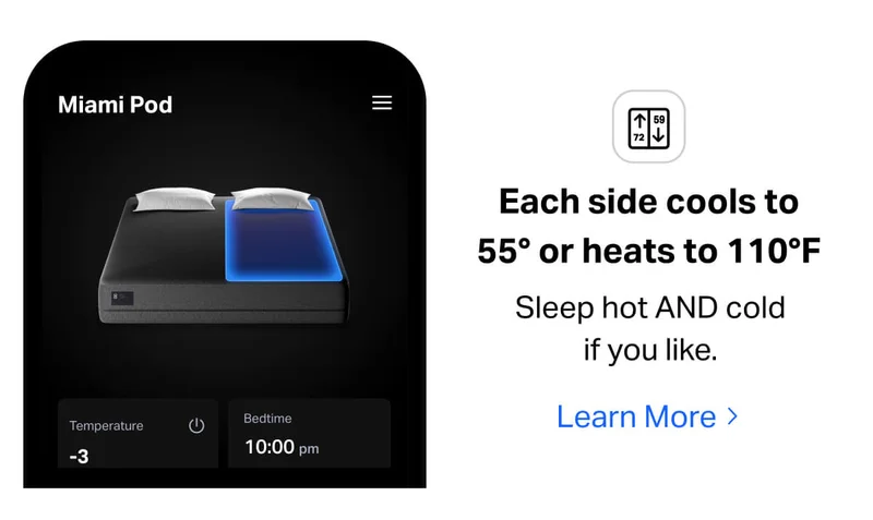 Each side cools to 55° or heats to 110°F.