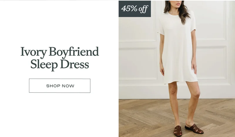 Ivory Boyfriend Sleep Dress up to 45% off