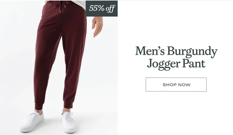 Men's burgundy jogger pant up to 55% off now