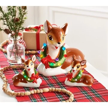 Mr. Christmas Set of 3 Ceramic Vintage Reindeer