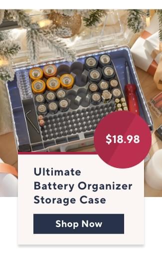 208 Ultimate Battery Organizer Storage Case w/ Light & Tester