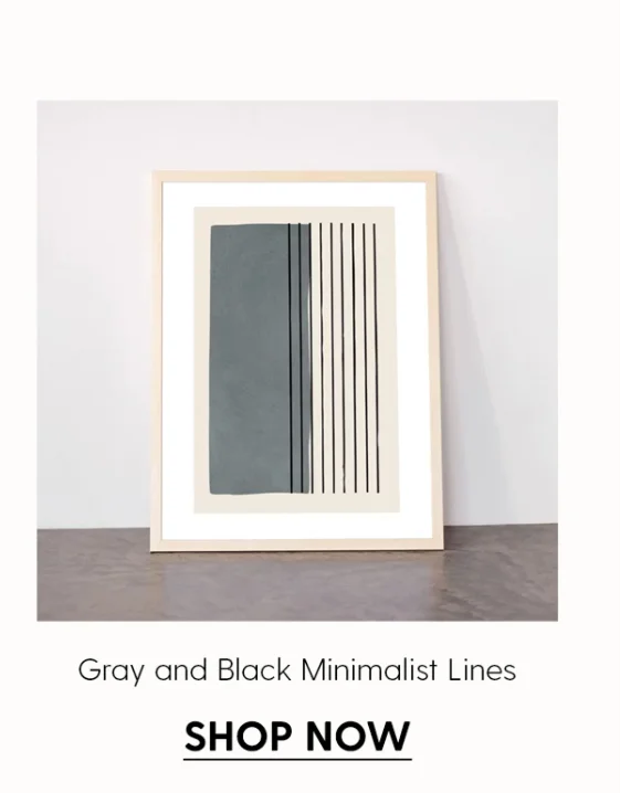 Gray and Black Minimalist Lines Art Print