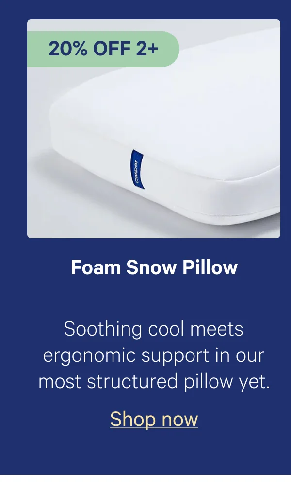 Foam Snow Pillow; Soothing cool meets ergonomic support in our most structured pillow yet.