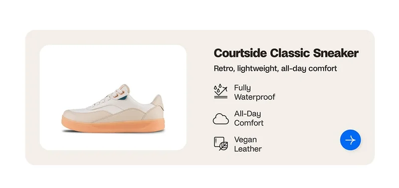 Courtside Classic Sneaker. Retro lightweight. all day comfort. Fully Waterproof. All-Day Comfort. Vegan Leather