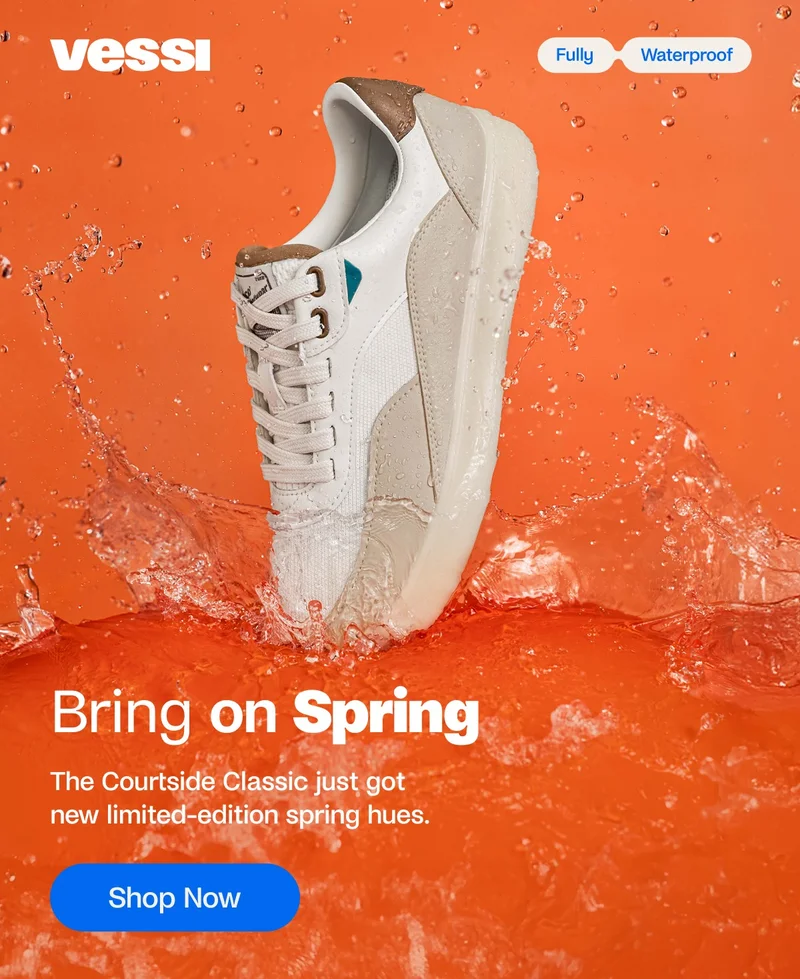 Vessi. Fully Waterproof. The Courtside Classic just got new limited-edition spring hues. Shop Now