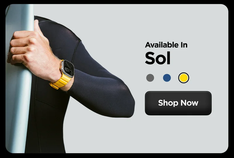 Rocky Point Band available in Sol. Rocky Point Band in Sol is featured on a surfer holding a surfboard.
