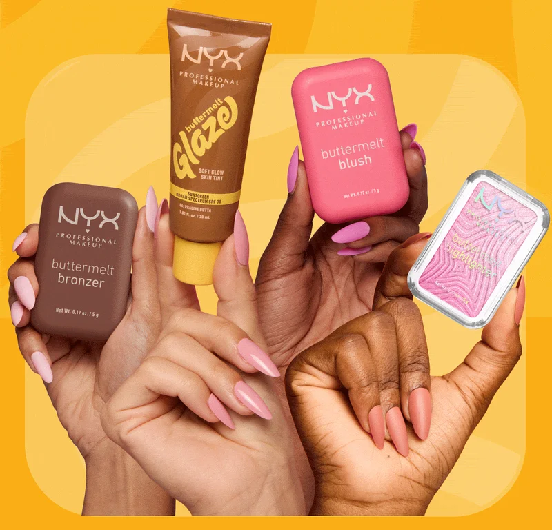Image of all buttermelt products. Buttermelt Bronzer, Buttermelt Glaze, Buttermelt Blush, Buttermelt Highlighter