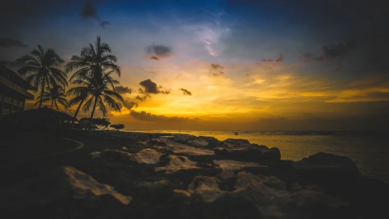 A beach in Montego Bay at sunset