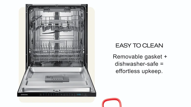 Easy to Clean |&nbsp;Removable gasket + dishwasher-safe = effortless upkeep.