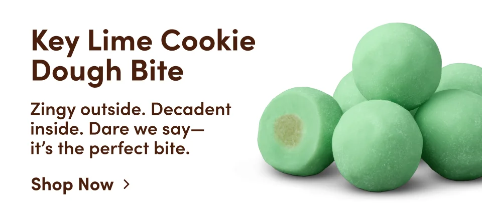 Key Lime Cookie Dough Bites: Zingy outside. Decadent inside. Dare we say - it's the perfect bite. Shop Now.