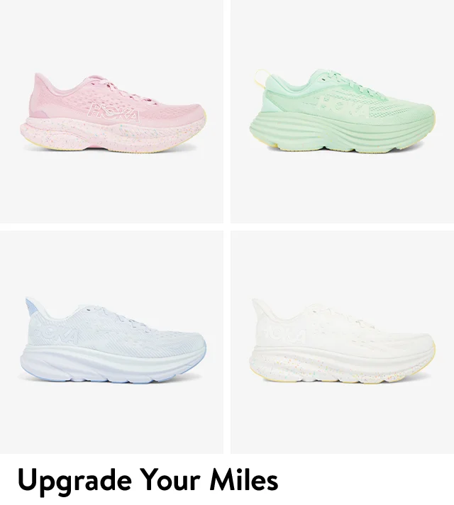 Four styles of running shoes from HOKA.