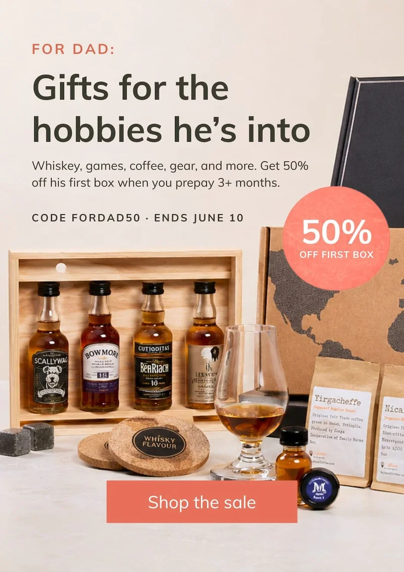 Shop Father's Day gifts 50% off first box