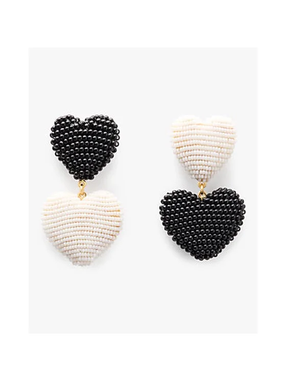 Heart You Beaded Double Drop Earrings