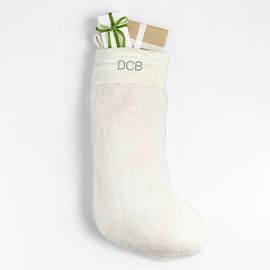 Warm White Faux Fur Christmas Stocking