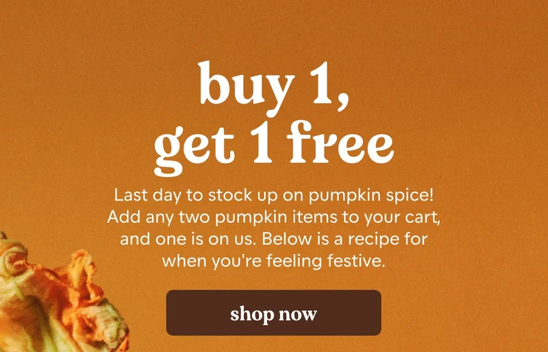 buy 1, get 1 free. shop now.